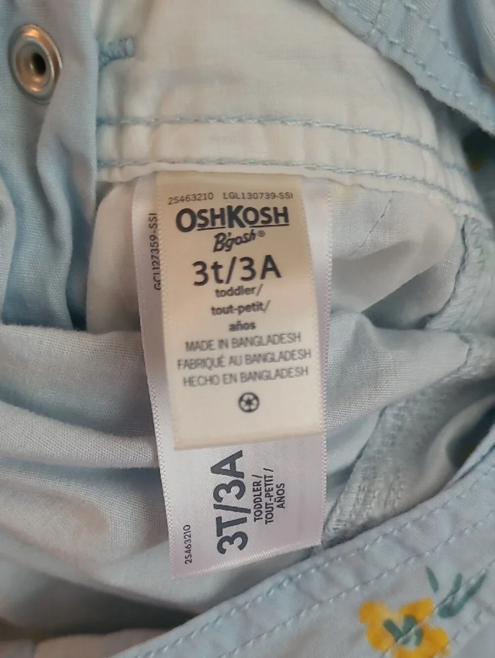OshKosh B'gosh Toddler Pale Blue Floral Short Overalls